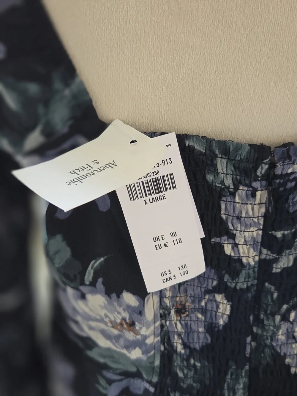Abercrombie & Fitch Navy Floral Square-Neck Maxi Dress